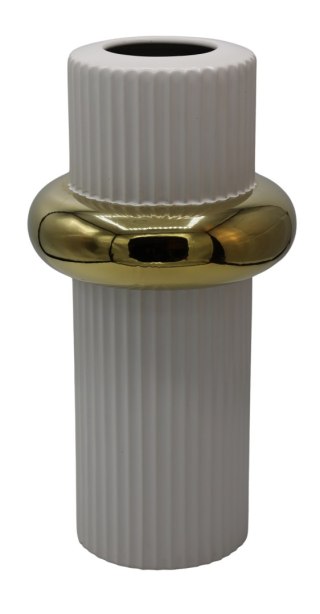 WAZON CERAMICZNY BIAŁO-ZŁOTY