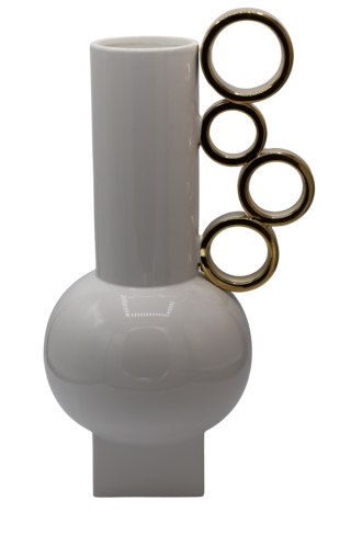WAZON CERAMICZNY BIAŁO-ZŁOTY