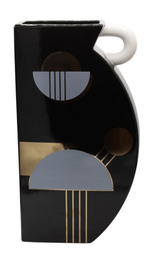 WAZON CERAMICZNY CZARNO-ZŁOTO-BIAŁY