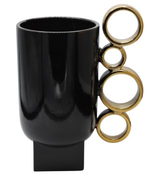 WAZON CERAMICZNY CZARNO-ZŁOTY