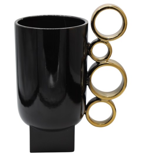 WAZON CERAMICZNY CZARNO-ZŁOTY
