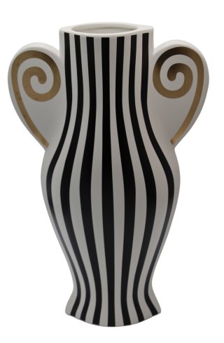 WAZON CERAMICZNY W PASKI BIAŁO-CZARNY
