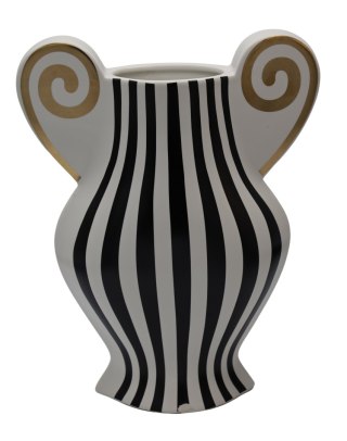 WAZON CERAMICZNY W PASKI BIAŁO-CZARNY