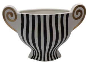 WAZON CERAMICZNY W PASKI BIAŁO-CZARNY