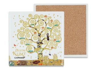 Podkładka ceramiczna, kwadratowa - G. Klimt, Drzewo życia (jasne tło) (CARMANI)