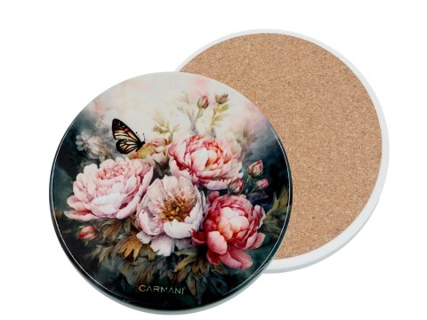 Podkładka ceramiczna, okrągła - Kwiaty (CARMANI)