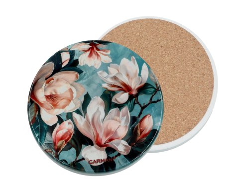 Podkładka ceramiczna, okrągła - Kwiaty, magnolie (CARMANI)