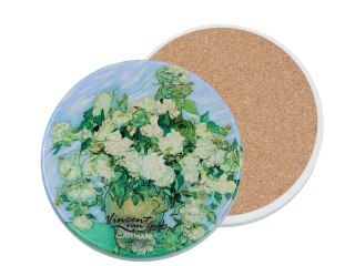 Podkładka ceramiczna, okrągła - V. van Gogh, Róże w wazonie (CARMANI)