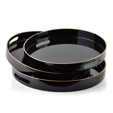 BLANCHE BLACK Komplet 3 Tac Dekoracyjnych okrągłe 38x38x4cm/35x35x4cm/33x33x3,5cm BLANCHE BLACK Komplet 3 Tac Dekoracyjnych okrągłe 38x38x4cm/35x35x4cm/33x33x3,5cm