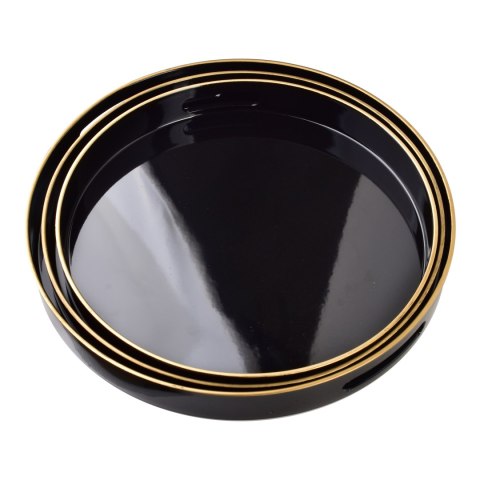 BLANCHE BLACK Komplet 3 Tac Dekoracyjnych okrągłe 38x38x4cm/35x35x4cm/33x33x3,5cm BLANCHE BLACK Komplet 3 Tac Dekoracyjnych okrągłe 38x38x4cm/35x35x4cm/33x33x3,5cm