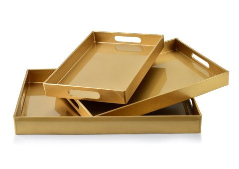 BLANCHE GOLD Komplet 3 Tac Dekoracyjnych40x30x4cm/35x25x3,5cm/30x20x3,5cm BLANCHE GOLD Komplet 3 Tac Dekoracyjnych40x30x4cm/35x25x3,5cm/30x20x3,5cm