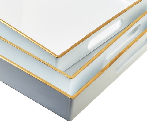 BLANCHE WHITE Komplet 3 Tac Dekoracyjnych 40x30x4cm/35x25x3,5cm/30x20x3,5cm BLANCHE WHITE Komplet 3 Tac Dekoracyjnych 40x30x4cm/35x25x3,5cm/30x20x3,5cm