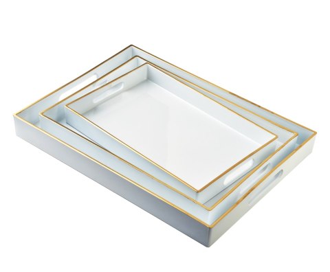 BLANCHE WHITE Komplet 3 Tac Dekoracyjnych 40x30x4cm/35x25x3,5cm/30x20x3,5cm BLANCHE WHITE Komplet 3 Tac Dekoracyjnych 40x30x4cm/35x25x3,5cm/30x20x3,5cm