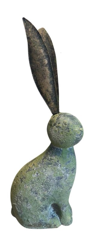 FIGURKA ZAJĄC ZIELONY Z METALOWYMI USZAMI