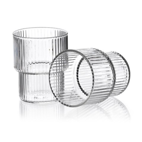 ELLA STRIPES Komplet 4 szklanek 320ml ze szkła borokrzemowego 8x7x9,7cm ELLA STRIPES Komplet 4 szklanek 320ml ze szkła borokrzemowego 8x7x9,7cm