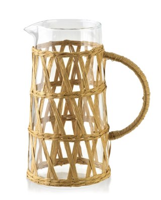 MODERN KITCHEN Dzbanek szklany 1,1L 10x8x19,5cm w oplocie boho