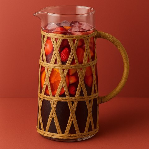 MODERN KITCHEN Dzbanek szklany 1,1L 10x8x19,5cm w oplocie boho MODERN KITCHEN Dzbanek szklany 1,1L 10x8x19,5cm w oplocie boho