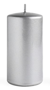 Świeca OPAL MET POŁYSK Walec mały 7xh10cm parafinowa srebrna