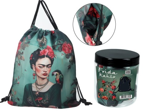Worek na plecy z kieszenią w tubie - F. Kahlo (CARMANI) Worek na plecy z kieszenią w tubie - F. Kahlo (CARMANI)