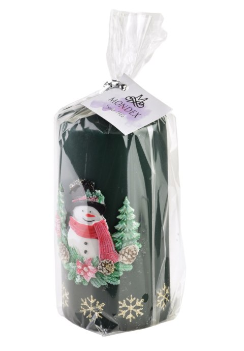 Świeca BAŁWANEK walec średni 7xh14cm zielona parafinowa