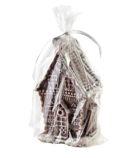 Świeca CHATKA PIERNIKOWA z brokatem duża 11x19cm parafinowa brązowa Świeca CHATKA PIERNIKOWA z brokatem duża 11x19cm parafinowa brązowa