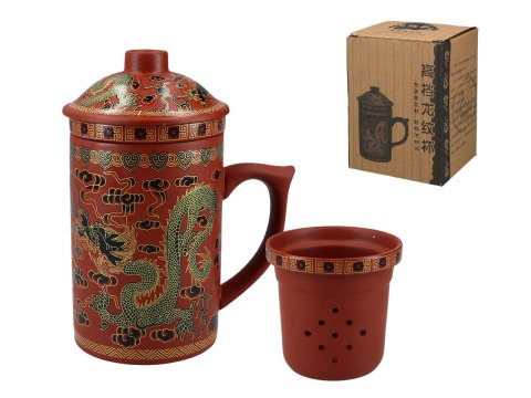 Kubek ceramiczny z sitkiem i przykrywką, zmieniający kolor. Kubek ceramiczny z sitkiem i przykrywką, zmieniający kolor.