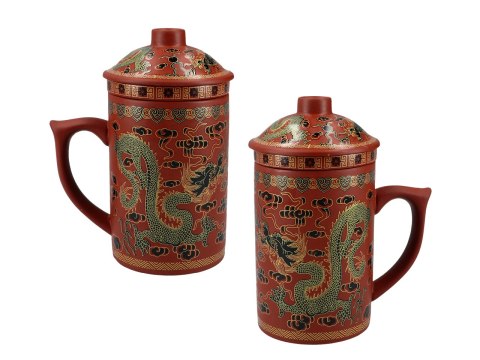 Kubek ceramiczny z sitkiem i przykrywką, zmieniający kolor. Kubek ceramiczny z sitkiem i przykrywką, zmieniający kolor.