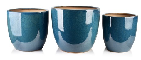 NEVA BLUE Komplet 3 doniczek 50x50x45/42x42x42/35x35x38cm