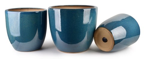 NEVA BLUE Komplet 3 doniczek 50x50x45/42x42x42/35x35x38cm