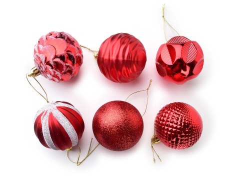 SANTA LILA Komplet 12 bombek czerwone 6cm