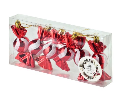 SANTA LILA Komplet 6 bombek CUKIEREK 4x4x9,5cm