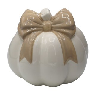 DYNIA CERAMICZNA BIAŁA Z BEŻOWĄ KOKARDĄ
