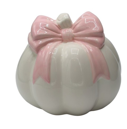 DYNIA CERAMICZNA BIAŁA Z RÓŻOWĄ KOKARDĄ