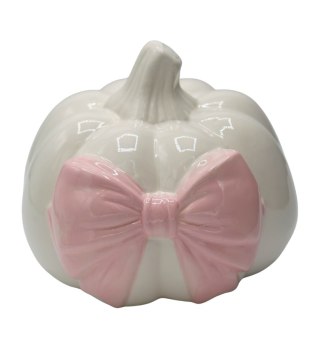 DYNIA CERAMICZNA BIAŁA Z RÓŻOWĄ KOKARDĄ