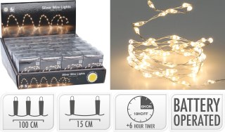 ŁAŃCUCH LED 66LED WW 1M TIMER NA BATERIE