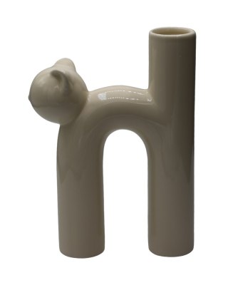 WAZON CERAMICZNY KOT KREMOWY