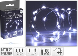 ŁAŃCUCH LED 100L BIAŁY WEWNETRZNE 495CMNA BATERIE
