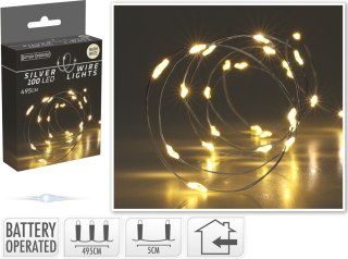 ŁAŃCUCH LED 100L CIEPŁA BIEL WEWNĘTRZNE495CM NA BATERIE