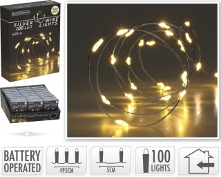ŁAŃCUCH LED 100L CIEPŁA BIEL WEWNĘTRZNE495CM NA BATERIE