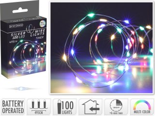 ŁAŃCUCH LED 100L MULTI WEWNĘTRZNE 495CMTIMER NA BATERIE
