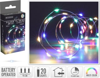 ŁAŃCUCH LED 20L MULTI WEWNĘTRZNE 95CM TIMER NA BATERIE
