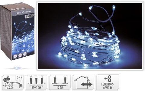 ŁAŃCUCH LED 320L BIAŁY WW ZEWNĘTRZNE+8FUNKCJI 3190CM