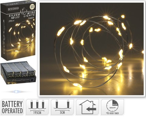 ŁAŃCUCH LED 40L CIEPŁA BIEL WEWNĘTRZNE195CM TIMER NA BATERIE ŁAŃCUCH LED 40L CIEPŁA BIEL WEWNĘTRZNE195CM TIMER NA BATERIE