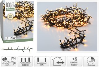 ŁAŃCUCH LED 800L WW ZEWNĘTRZNE 1600CM TIMER+8FUNKCJI