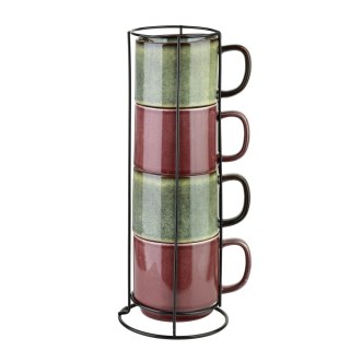 EVIE Komplet 4 kubków na stojaku 400ml