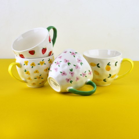 FLORELLA Kubek 400ml 11x15x9cm różowe kwiatki