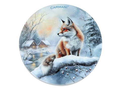 Kpl. 5 podkładka ceramicznych, okrągłych - Zimowe zwierzęta - Lisy (CARMANI)