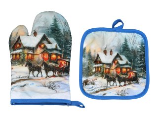 Kpl. Łapka i rękawica kuchenna - Zimowa idylla (CARMANI)