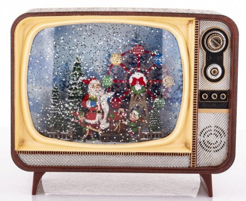 Dekoracja Mikołaj W Telewizorze Z Pozytywką Led