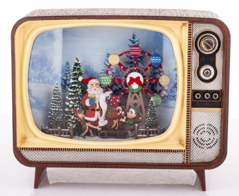 Dekoracja Mikołaj W Telewizorze Z Pozytywką Led